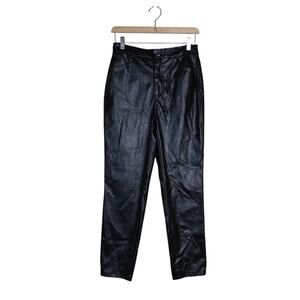 Joe Benbasset Women's S Faux Leather Straight Ankle Black Pants